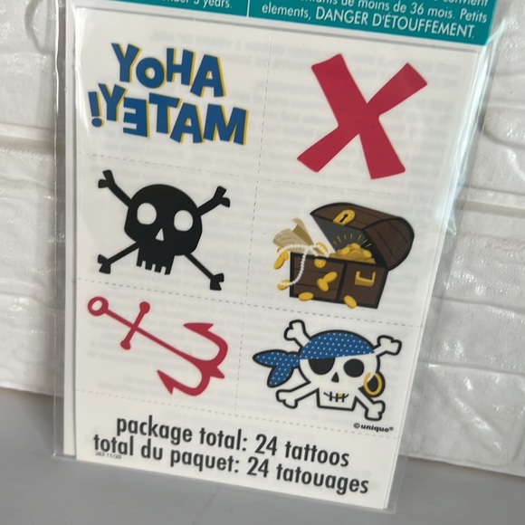 24 pcs Party Temporary Tattoos Squeleton Tattoos Treasure Chest Tattoes - Picture 2 of 4